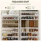 YATINEY 8 Tier Shoe Rack, Shoe Storage Organizer, Large Capacity Shoe Shelf Holds 32 Pairs of Shoes, Sturdy and Stable, for Entryway, Hallway, Closet, Dorm Room, White SS08WW - Image 4
