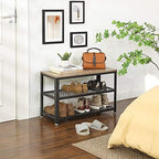 VASAGLE 3-Tier Shoe Rack, Storage Bench with Metal Mesh Shelves and Seat - Image 4