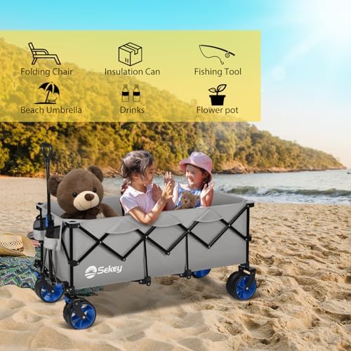 Sekey 300L Extended Collapsible Wagon, 660 lb Capacity, 48 in Long - Image 7