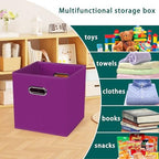 Black Foldable Storage Cubes Bins, Fabric Storage Box Cubes Organizer Baskets with Dual Handles for Home Organizer,Set of 3,(Purple) - Image 3