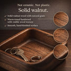 Walnut Wood Ring Tray 3.86 Inch, Mini Valet Tray for Daily Carry, Solid Wood Drop Zone for Keys Watch Jewelry, Bedside Desk Entryway Catchall - Image 2