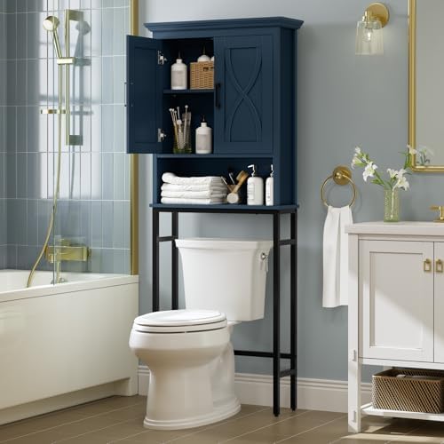 Over The Toilet Storage Cabinet, Over Toilet Storage with Door Above The Toilet Cabinet Freestanding Space Saver Behind Toilet Bathroom Organizer Over Toilet Bathroom Organizer, Ultramarine - Image 4