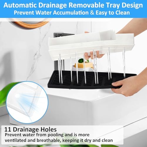 Bathroom Organizer Countertop, White Silicone Toothbrush Holders for Bathrooms with 3PCS Qtip Holder Dispenser, Toothbrush and Toothpaste Holder for Bathroom Counter Organization Storage Vanity - Image 7