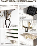 Rebee Vision Key Holder Wall Mount with Drawer for Home Decor, Whitewash - Image 3