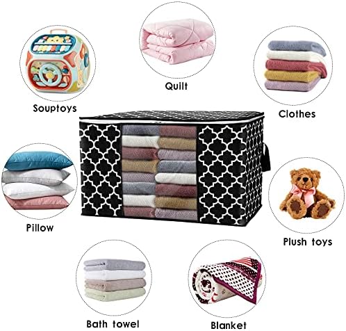 Storage Bags 100L 4Pack Clothes Organization and Storage Containers | Large Blanketfor Bedding, Comforters, Foldable Organizer with Reinforced Handle, Clear Window, Sturdy Zippers, Black - Image 4