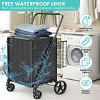 Folding Shopping Cart for Groceries,360 lbs Capacity Grocery Cart with - Image 3