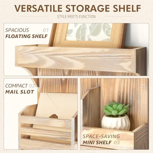 Rebee Vision Key Holder Wall Mount with Drawer for Entryway, Natural Wood - Image 6