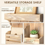 Rebee Vision Key Holder Wall Mount with Drawer for Entryway, Natural Wood - Image 6