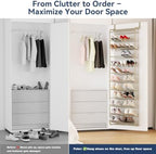 Whitmor 36 Pair Over the Door Shoe Rack,12 Tier Hanging Shoe Organizer with Metal Frame & Mesh Shelves, Heavy Duty Shoe Storage Holder for Door, No Drill Installation, 74" H x 21.7" W x 7.5" D, Oat - Image 6