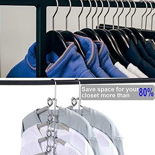 Clothes Hanger Space Saving 4 Pack Multi-Layer Shirt Hangers | Heavy Duty Coat Hanger, Non-slip Foam Padded, Detachable Design, T-Shirt Hangers for Man & Women Dorms and Apartmetns Grey - Image 4