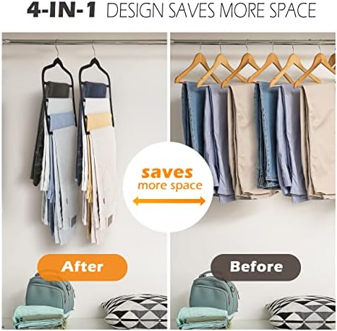 Velvet Pant Clothes Hanger Space Saving Non Slip Hanger Jean Slack Hangers | Multiple Velvet Hanger Closet Organizer Storage and Organization for Jeans,Scarf,Tie(Black,3) - Image 2