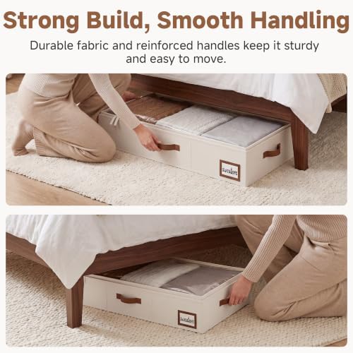 StorageWorks 6 Inch Low Profile Under Bed Storage Containers with Clear Lid | Reinforced Structure, Resists Sagging, Handles & Label Holder, Foldable Stackable Closet Storage for Clothes, Blankets, Toys - Image 4