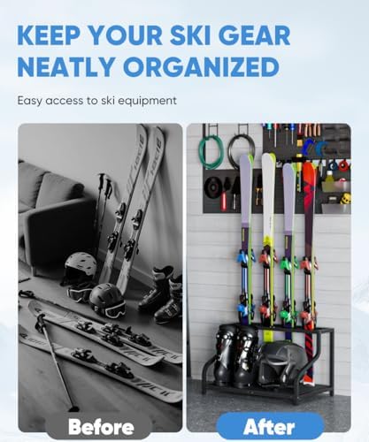 Mondazie Ski Storage Rack for Garage, 4 Pair Black - Image 6