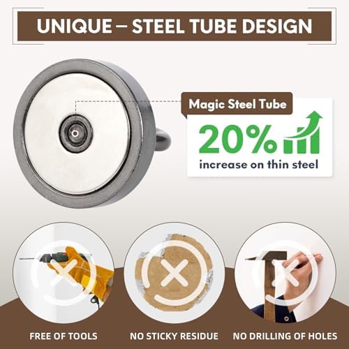 Neosmuk Magnetic Hooks Steel Tube Design for Cruise,130lb+ Gunmetal,10 Pack - Image 2