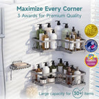 Veken Corner Shower Caddy 3-Pack, Advanced Rustproof Design&Stable Storage - Image 2