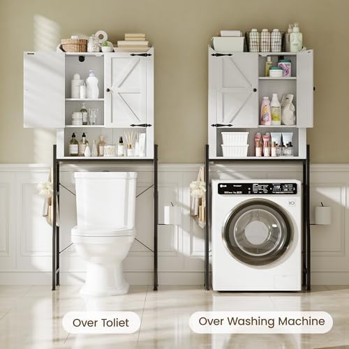 Memobarco Over The Toilet Storage Cabinet with 2-Door & Metal Stand, White - Image 6