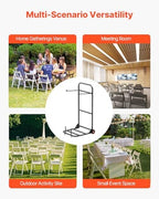 VEVOR Folding Chair Rack, 100 LBS Capacity, Heavy-Duty Chair Cart for Hanging 10 Chairs, Multi-Function Metal Chair Storage Dolly with Rubber Wheels, Push-Style Chair Holder, Matte Black - Image 6