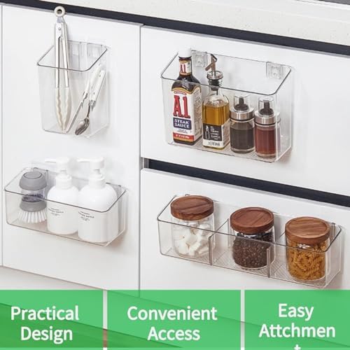 vacane Plastic Over Cabinet Door Organizer, Adhesive Mount Storage Organizer Container Makeup Organizer Hanging Basket Bins For Craft Room, Pantry, Office, Space Saving Holder for Kitchen Bags-XL - Image 3