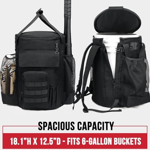 Baseball Bucket Bag, Softball Coaches Bags Fit 6 Gallon Bucket - Image 3