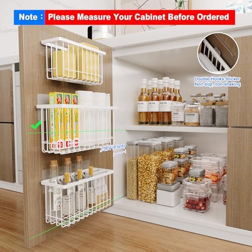 MUSTORN 3 Pack Adhesive Cabinet Door Organizer, Lid Organizers Inside Cabinet Food Container/Tumbler Lid Organizer and Storage Cup Lids Holder for Kitchen & Bathroom Wall Mounted(White) - Image 2