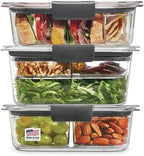 Rubbermaid Brilliance BPA-Free 3 Set Food Storage Containers with Lids, Removable Trays, Airtight, Leak-Proof, Ideal for Meal Prep, Lunch, and Leftovers by Unknown