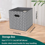 Black Foldable Storage Cubes Bins, Fabric Storage Box Cubes Organizer Baskets with Dual Handles for Home Organizer,Set of 3,(Grey Wave) - Image 2
