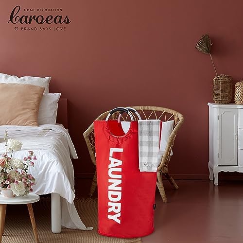 Caroeas 125L Laundry Basket,Large Laundry Hamper, Laundry Bag with Padded Handles, Clothes Hamper Stands Up Well, Collapsible Free Standing Easy Storage Washing Bin (Red,125L) - Image 6