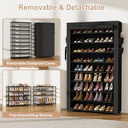 VILICK Shoe Rack with Cover Narrow Shoe Organizer with Pockets 10 Tier Tall Shoe Storage Holds 36-41 Pairs Shoes and Boots Shoe Rack for Closet Entryway Garage, Black - Image 6