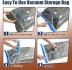 12 Jumbo Vacuum Storage Bags for Bedding, Vacuum Seal Bags for Clothing | Extra Large XL, Airtight Triple Seal, Save 80% Space, Hand Pump, Work with Vacuum, Double Zip, Reusable, Easy to Use - Image 4