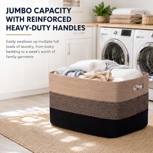 OIAHOMY Blanket Basket Laundry Basket Dog Toy Basket 75L Yellow Black - Image 6