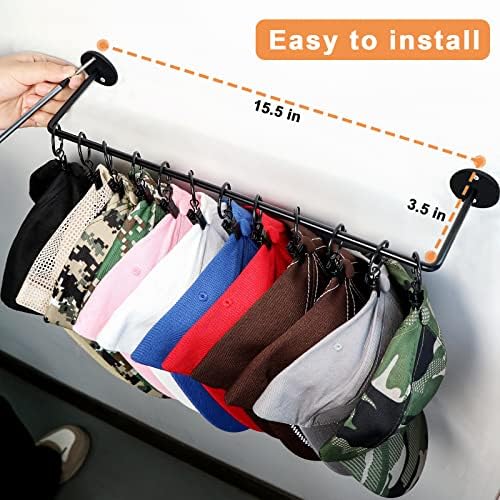 CAPHONT Hat Rack for Baseball Cap Organizer with 24 Hooks, Modern Metal Hats Storage Wall Mounted Caps Hanger for Closet Door Bedroom Entryroom Laundry, 2 Pack - Image 4