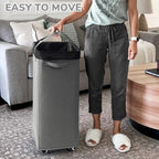 CHICVITA 100L Slim Laundry Basket with Wheels & Wash Bag, Light Grey - Image 4