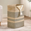 Nunsino Laundry Hamper,Laundry Basket with Leather Handles,Woven Storage Basket for Toys,Pillows,Blankets,Clothes,Dark&Brown by Nunsino