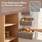 Wall Baskets, Hanging Wicker Baskets for Kitchen Bathroom Garage Porch Door Decor and Organizing (Gray, M+L) - Image 4