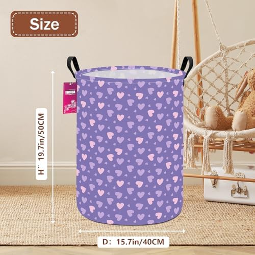 Purple heart Fabric Storage Bin Nursery Organizer Basket - Image 2