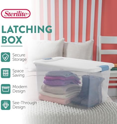 Sterilite Latching Box with Lids for Home and Office, 64 Quart, 16-Pack | Heavy-Duty and Stackable Plastic Containers with Latches for Closet, Cabinet, Bedroom, Bathroom and Dorm Room Organization - Image 3