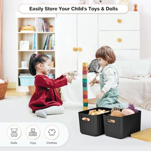 Ohmlove 4 Pack Storage Bins with Bamboo Lids,Stackable Box for Organization - Image 6