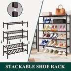Smiry Bamboo Shoe Rack, 12 Vertical Slats, 6 Tier - 26.8" Wide, Brown - Image 4