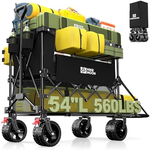 HIKEMOON Double Decker Collapsible Wagon with Extended Tailgate, Black by Unknown