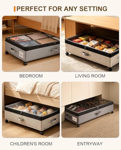 Under Bed Storage w/Wheels,70L Under Bed Containers,2 Pack-Grey - Image 7