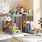 2 Pack Pull-Out Storage Organizers, Under Sink Organizer and Storage for Bathroom & Kitchen,Multi-Purpose Under Cabinet Organizers and storage Black - Image 4