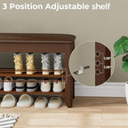 Homleke 31.5" Wide Solid Wood Shoe Rack Bench with Flip-Top Storage - Image 6