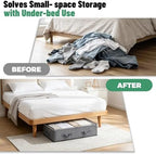 Pterying 8 Pack Under Bed Storage Containers with Transparent Clear Window | Underbed Storage Bins with Reinforced Handles, Dual-Zipper for Clothes, Comforters, Blankets and Bedding, Gray - Image 4