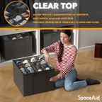 SpaceAid Shoe Organizer for Closet, 2 Pack Foldable Shoe Storage Containers Baskets Boxes Bins w/Adjustable Dividers, Fits 16-32 Pairs, Grey - Image 4