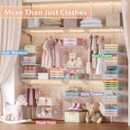 6 Tier Extended Depth Hanging Closet Organizer, Closet Storage Hanging Shelves with Hanging Hooks for Clothes Sweaters Towels Handbags, Stackable Metal Mesh Bins For Closet, Laundry, Bathroom, Dorm - Image 7