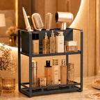 Bathroom Counter Organizer, Metal Vanity Shelf with Hair Dryer Holder by SanDream
