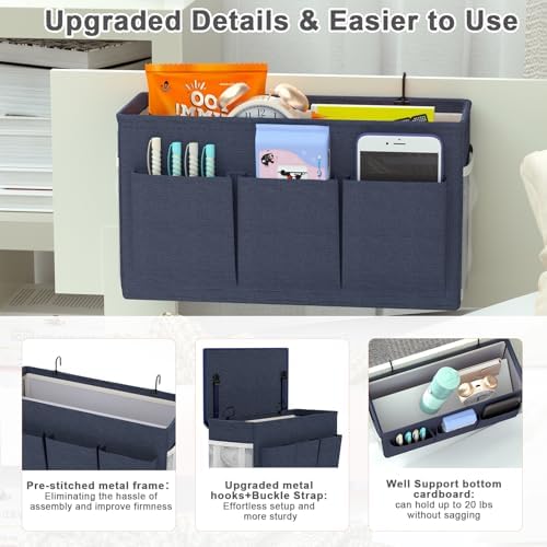 Bedside Caddy Storage Organizer for Bed Rails, Bed Caddy with 6 Pockets - Image 3