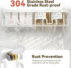 YASONIC Shower Caddy Adhesive, Rustproof Shower Organizer, Wall Shower Rack - Image 5