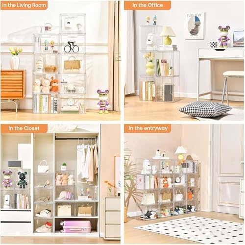 Purse Organizer for Closet,Clear Acrylic Display Case for Handbag Organizer, Purse Storage Box with Magnetic Door, Plastic Storage Bins for Book, Collectibles, Cosmetic (9 Pack) - Image 4