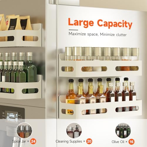 Sevenblue 4-Pack Magnetic Spice Rack for Refrigerator with Hooks, White - Image 4